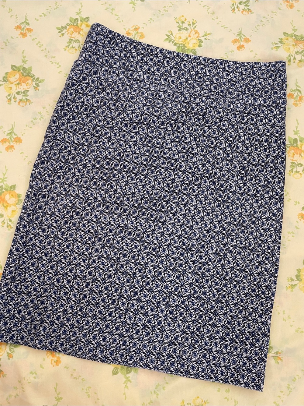 Margaret M Fun Blue and White Patterned Skirt Size Medium